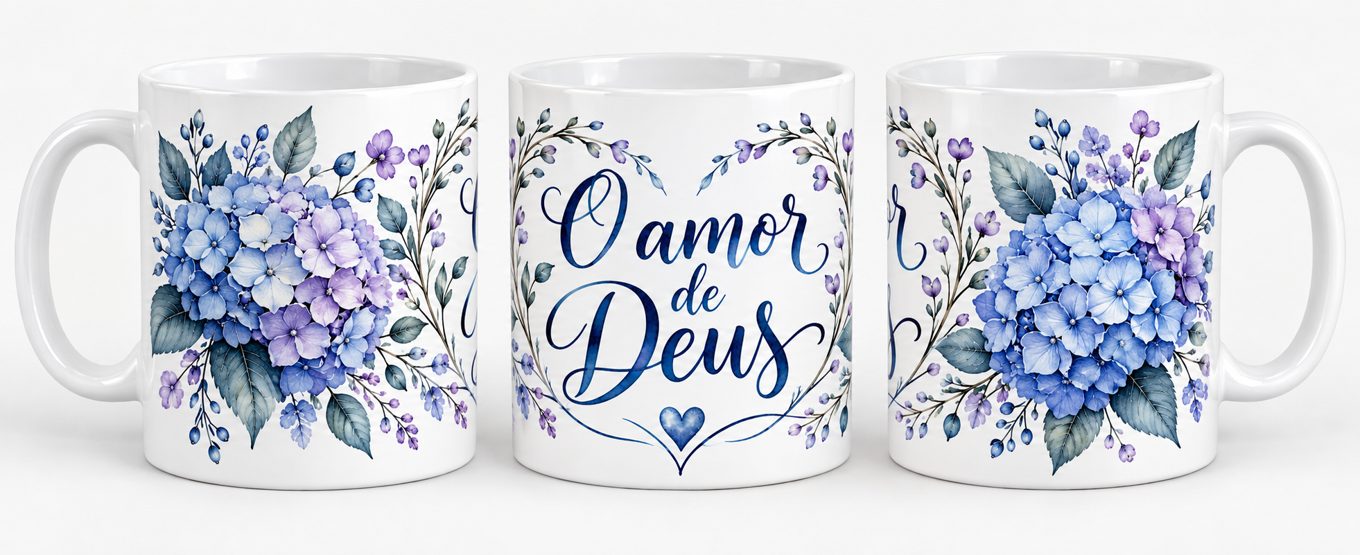 Caneca O amor de Deus  três vistas 10