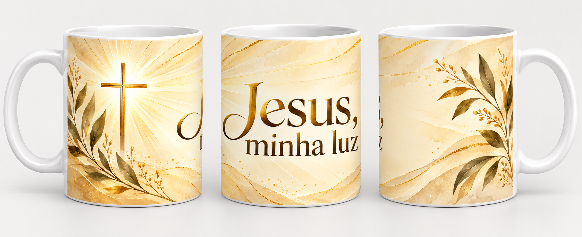 Caneca Jesus, minha luz em três vistas 8
