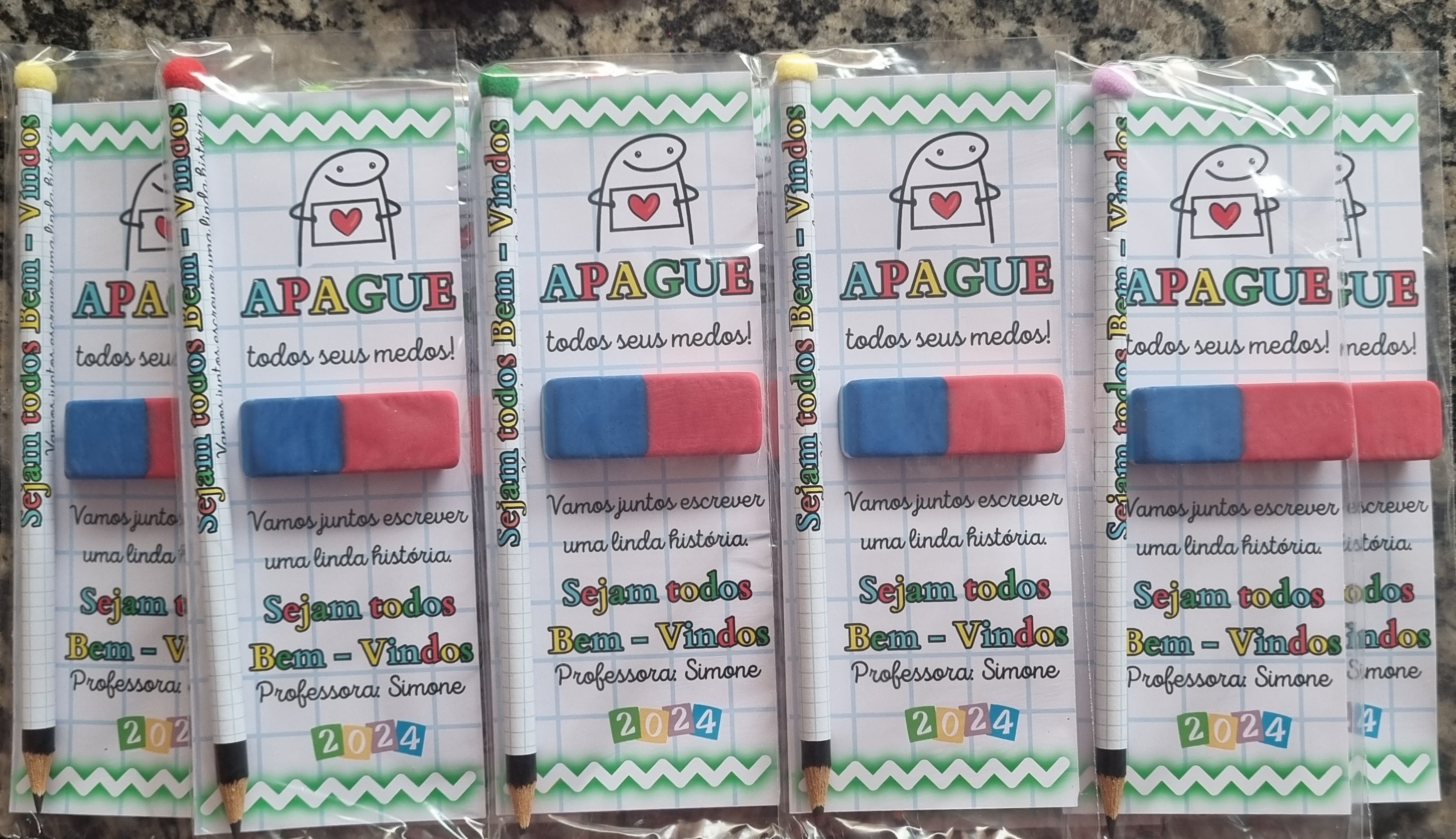 Lembrancinha Card Com Lápis E Borracha